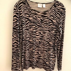 Chicos animal print long sleeve top size 1